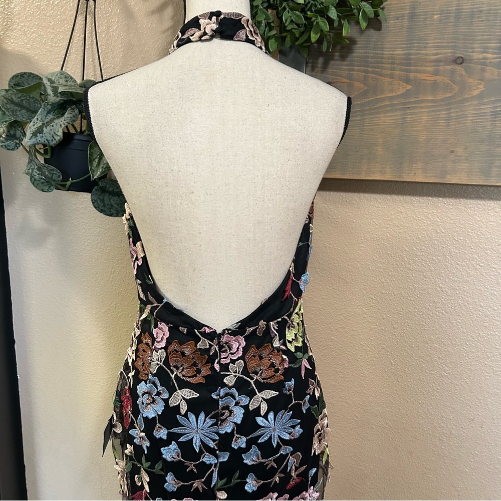 Infinite Praise Black 3D Floral Embroidered Halter Maxi Dress - Picture 5 of 10